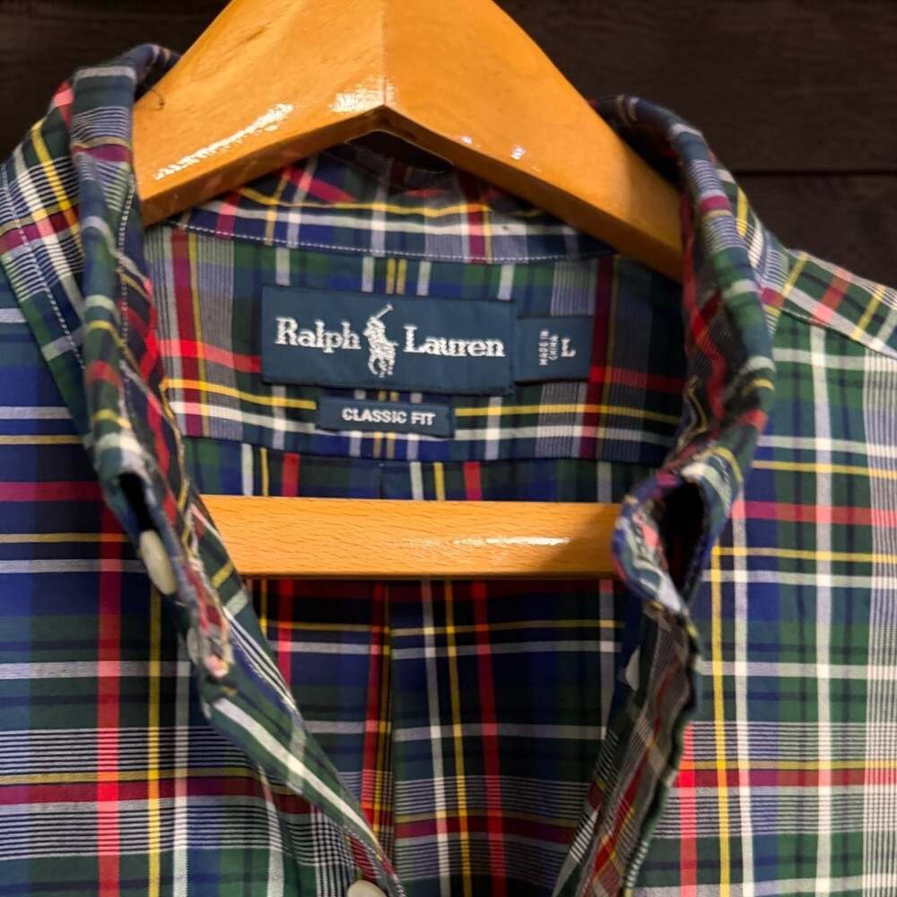 Ralph Lauren Classic Fit Plaid Button Down Shirt Size L